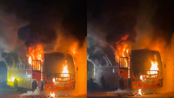 KSRTC Bus Catches Fire Near Nanjangud 44 Passengers Escape Safely