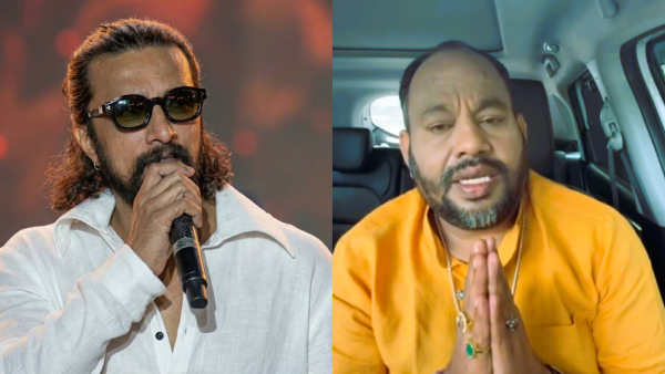 Aryavardhan Guruji Sparks Controversy Over Comment on Kiccha Sudeep After Darshan Jail Aryavardhan Guruji Sparks Controversy Over Comment on Kiccha Sudeep After Darshan Jail