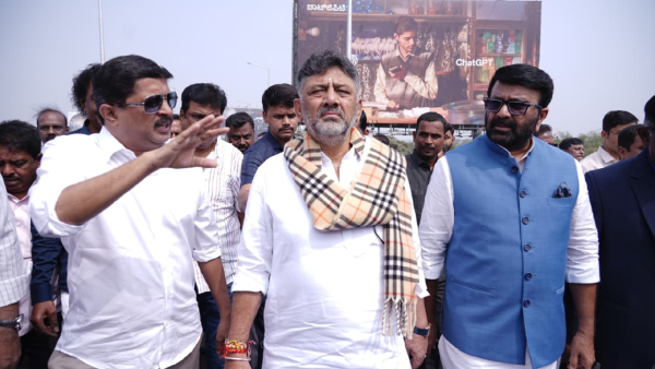 DK Shivakumar inaugurated the flyover constructed in Hebbal