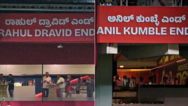 Virat Kohli Applauds as Rahul Dravid amp amp Anil Kumble Honoured with New Stand at M Chinnaswamy Stadium