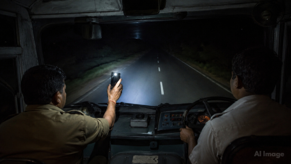 KKRTC Bus Driven Using Mobile Torch After Headlight Failure Video Goes huge Viral on Social media