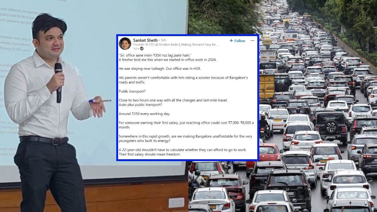 ಬೆಂಗಳೂರಿನಲ್ಲಿ ದಿನಕ್ಕೆ 350 ರೂ. ಪ್ರಯಾಣ ಖರ್ಚು: ಸಿಇಒ ಆತಂಕ