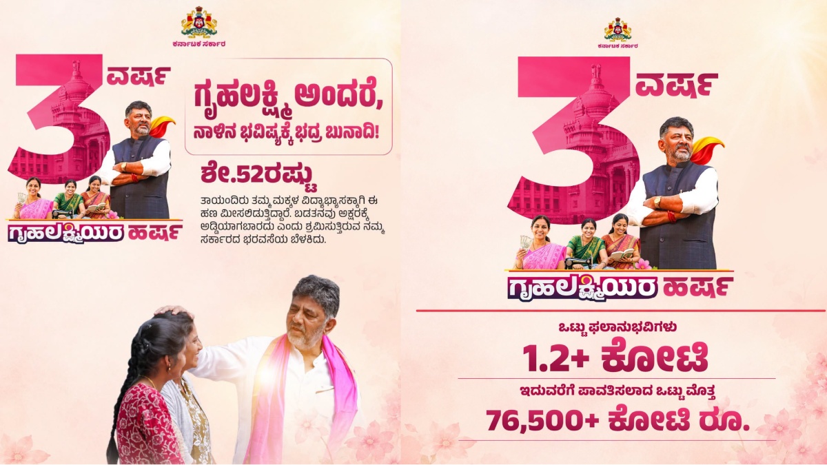 ಕರ್ನಾಟಕದ ಗೃಹಲಕ್ಷ್ಮಿ ಯೋಜನೆಗೆ 3 ವರ್ಷ ಪೂರೈಕೆ