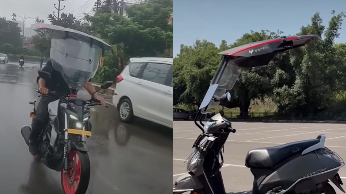 ಮಳೆಗಾಲದಲ್ಲಿ ಬೈಕ್ ಸವಾರರಿಗೆ ರಕ್ಷಣೆ ನೀಡುವ 'ರೈನ್ ಶಿಲ್ಡ್'