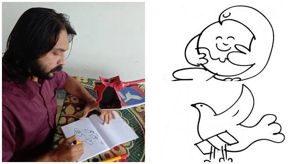 ലോക സമാധാന ദിനം: 42 മിനിട്ടില്‍ 100 കാര്‍ട്ടൂണുകളുമായി കാര്‍ട്ടൂണിസ്റ്റ് ഇബ്രാഹിം ബാദുഷ