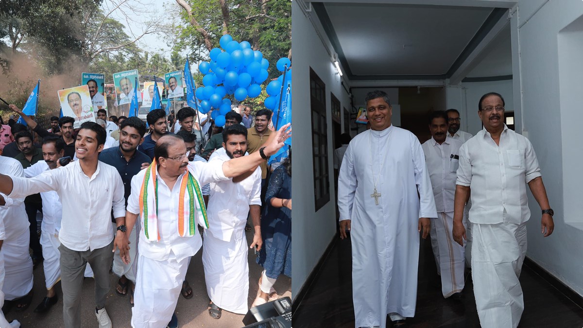 യുഡിഎഫ് സ്ഥാനാര്‍ത്ഥി കെ സുധാകരന്‍ പാംപ്ലാനി പിതാവുമായി കൂടിക്കാഴ്ച നടത്തി