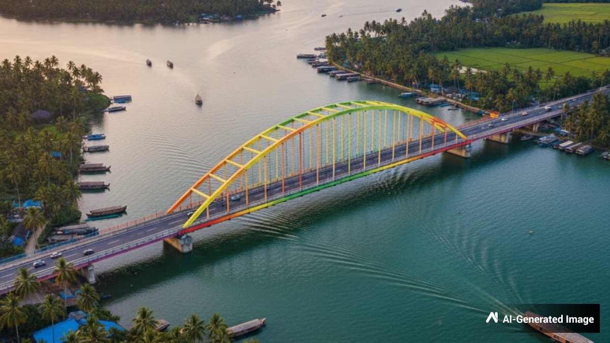 പെരുമ്പളം പാലം യാഥാർഥ്യമാവുന്നു; 1157 മീറ്റർ നീളവും 11 മീറ്റർ വീതിയും, മാർച്ച് 7 മുതൽ മഴവില്ലഴകിൽ തിളങ്ങും