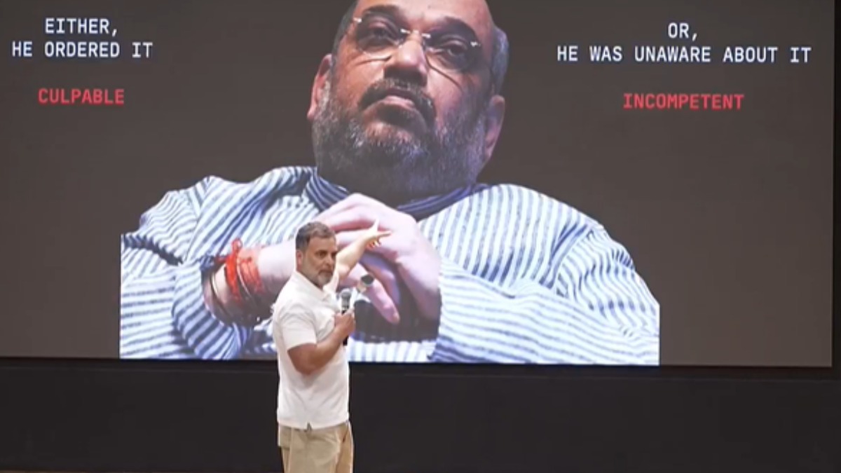 അമിത് ഷാ രാജിവെക്കണം, മാപ്പ് പറയില്ലെന്ന് രാഹുല്‍ ഗാന്ധി; വിദ്യാര്‍ഥികളോട് ക്രൂരത കാണിച്ചതിന് തെളിവുണ്ട്