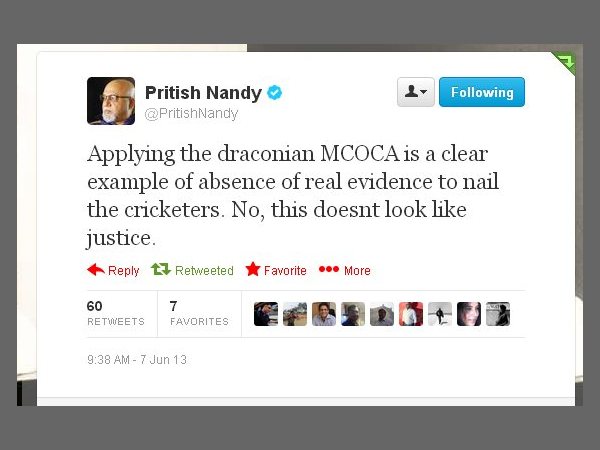 പ്രിതീഷ് നന്തിയുടെ ട്വീറ്റ്