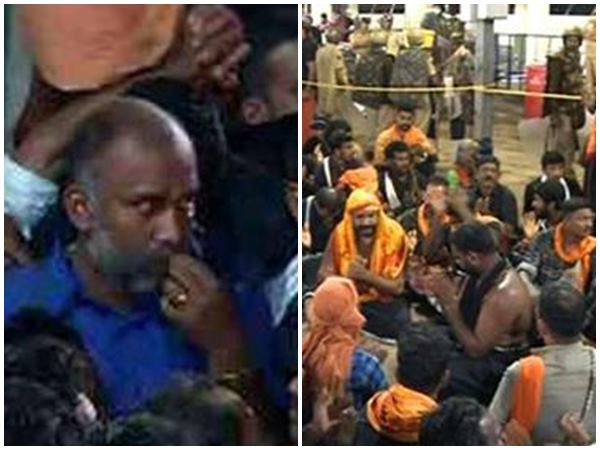 ഭക്തരുടെ വേഷത്തിൽ പ്രതിഷേധക്കാർ