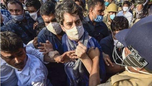 പ്രിയങ്കയുടെ വസ്ത്രത്തില്‍ പിടിച്ച് പോലീസ്