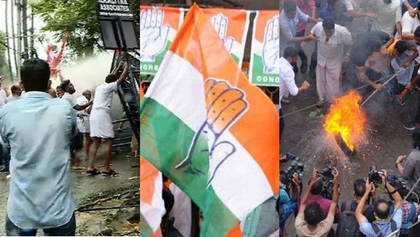 സമരത്തിനിടെ ഡി ഐ ജിയുടെ കാർ തടഞ്ഞ കോണ്ഗ്രസ് പ്രവർത്തകർ സമരത്തിനിടെ ഡി ഐ ജിയുടെ കാർ തടഞ്ഞ കോണ്ഗ്രസ് പ്രവർത്തകർ