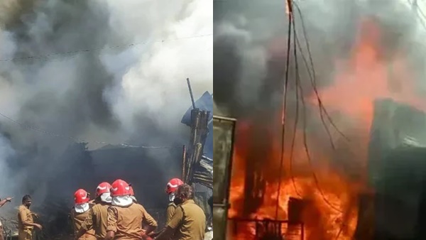 തീപിടുത്തത്തെ തുടര്ന്ന് കിള്ളിപ്പാലത്ത് നിന്ന് ബണ്ട് റോഡിലേക്കുള്ള ഗതാഗതം തീപിടുത്തത്തെ തുടര്ന്ന് കിള്ളിപ്പാലത്ത് നിന്ന് ബണ്ട് റോഡിലേക്കുള്ള ഗതാഗതം