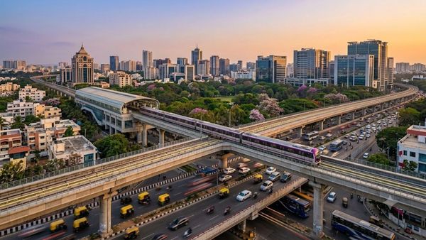 Modern apartment buildings in a budget-friendly Bengaluru residential area Modern apartment buildings in a budget-friendly Bengaluru residential area