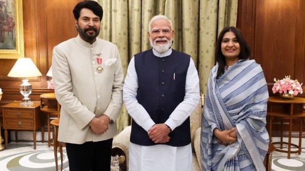 mammootty meets modi with family- mammootty meets modi with family-