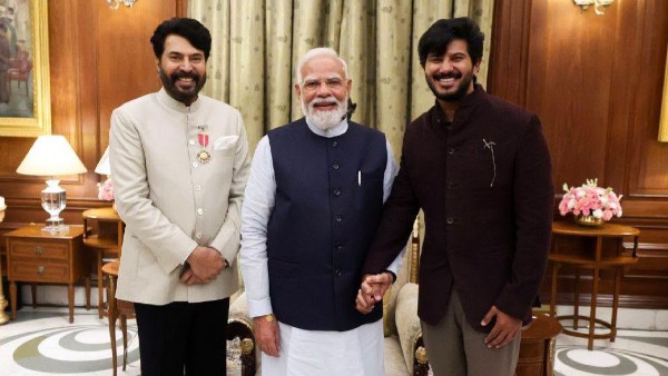 mammootty meets modi with family- mammootty meets modi with family-