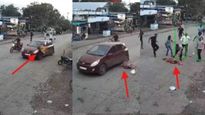 जळगावात 'हिट अँड रन'चा थरार! रस्ता ओलांडणाऱ्या महिलेला कारने उडवले, व्हिडिओ व्हायरल