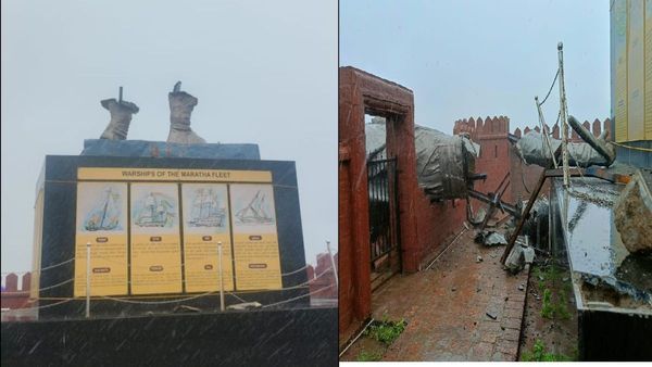 राजकोट किल्ल्यावरील छत्रपती शिवाजी महाराजांचा पुर्णाकृती पुतळा कोसळला