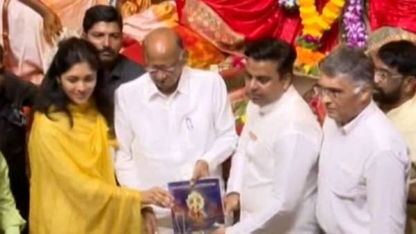 शरद पवारांनी जावई अन् नातीसोबत घेतले लालबागच्या राजाचे दर्शन