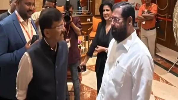 राजकारणात 'हवा' गरम, भेटीत मात्र 'नरम'! शिंदे-राऊत समोरासमोर; 4 मिनिटांच्या संवादात काय काय घडलं?