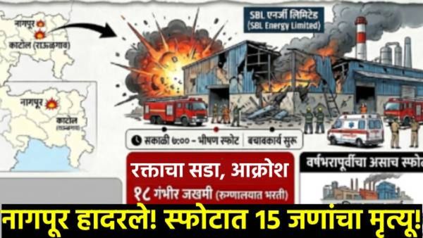 Nagpur Blast news: नागपूर हादरले! SBL कंपनीत भीषण स्फोट! 15 कामगार जागीच ठार; रक्ताचा सडा अन् आक्रोश