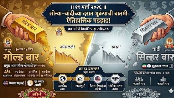 Gold Rate Today : इराण युद्धाच्या सावलीत सोन्या-चांदीचे दर गडगडले! 3 दिवसांत 'एवढ्या' रुपयांची घसरण