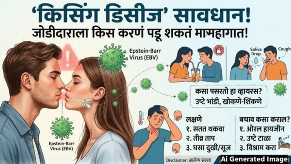 Health News : जोडीदाराला किस करणं पडू शकतं महागात! वेळीच सावध व्हा, जाणून घ्या लक्षणं आणि उपाय