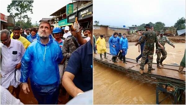 Rahul Gandhi and Priyanka Gandhi in  wayanad at landslide site