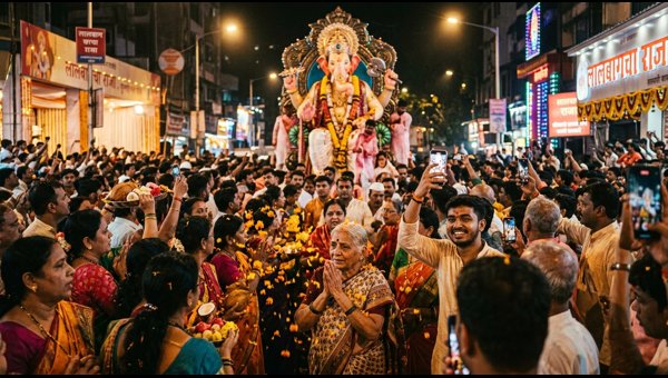 Devotees traveling to Lalbaugcha Raja for Ganesh Utsav Devotees traveling to Lalbaugcha Raja for Ganesh Utsav