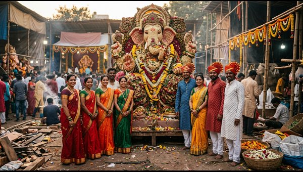 Stunning 16-foot eco-friendly Ganesha made from flower waste