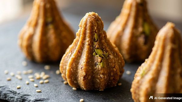Preparing healthy homemade Sesame Peanut Modaks Preparing healthy homemade Sesame Peanut Modaks