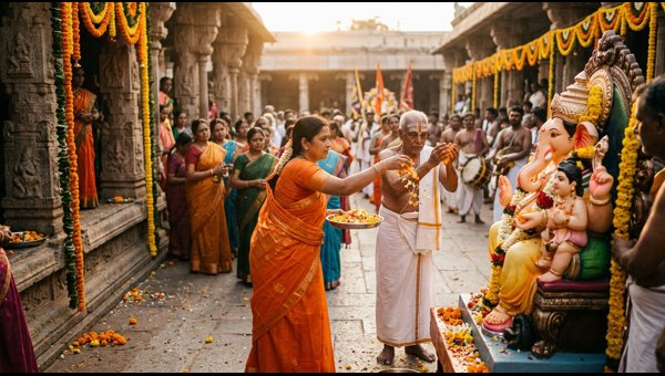 Lord Ganesha humbling the wealthy god Kubera