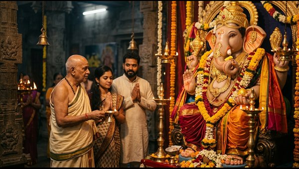 Lord Ganesha idol showcasing different trunk orientations