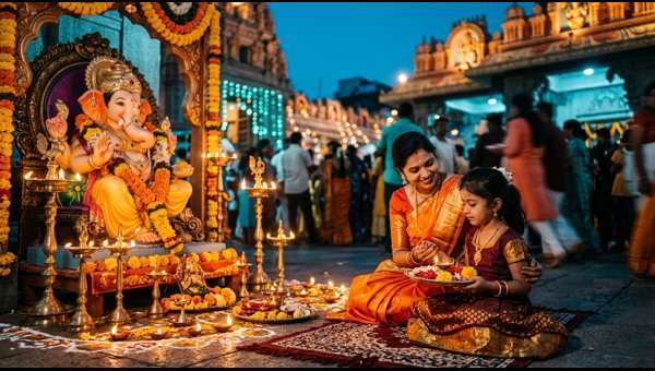 Lord Ganesha idol showcasing different trunk orientations