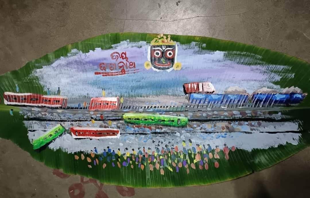 କଦଳୀ ପତ୍ରରେ କରମଣ୍ଡଳ କରାଳ ଚିତ୍ର