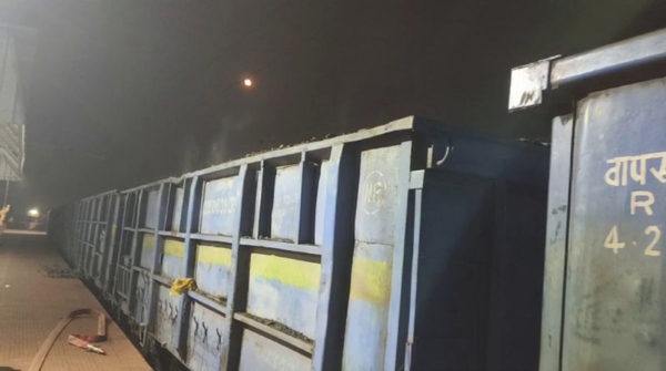 Fire in goods train