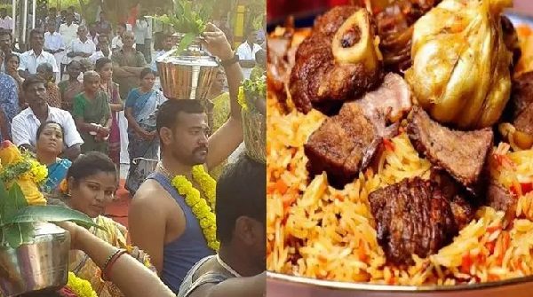 Biryani is served as prasadam