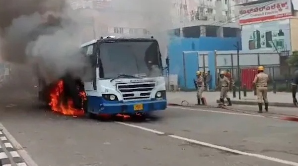 Public Bus Caught Fire