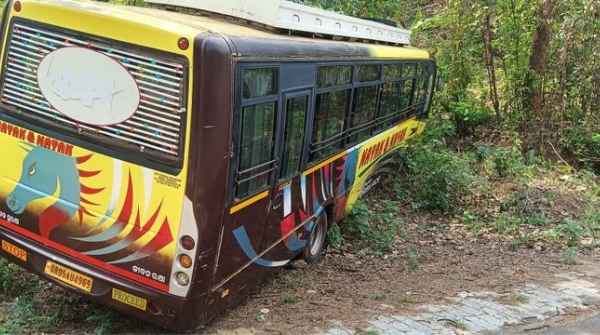 Bus skids off bridge 40 passengers injured