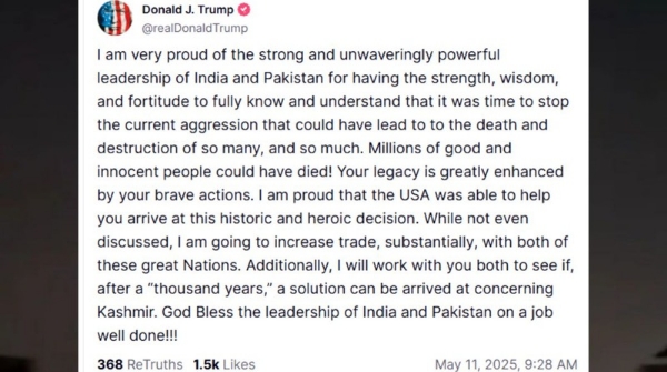After India-Pakistan ceasefire Trump said this again