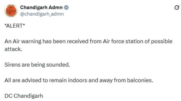 War siren sounded in Punjab Chandigarh All people advised to stay at home