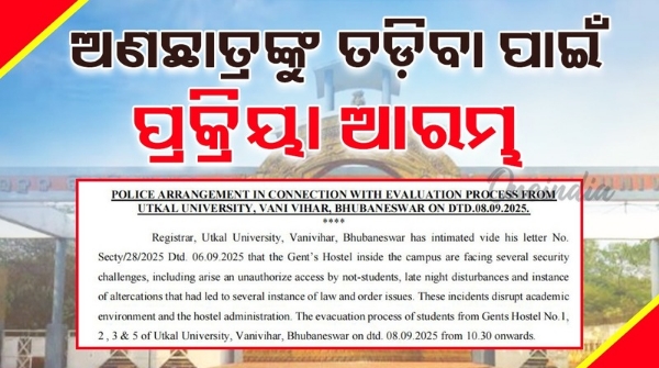 Non-students to leave 4 hostels of Utkal University Large police force deployed on campus