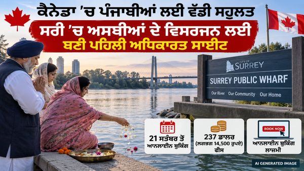 ਹੁਣ Canada ’ਚ ਹੋ ਸਕੇਗਾ ਅਸਥੀਆਂ ਦਾ ਵਿਸਰਜਨ, ਭਾਰਤੀਆਂ ਲਈ ਵੱਡੀ ਸਹੂਲਤ, 21 ਸਤੰਬਰ ਤੋਂ ਬੁਕਿੰਗ ਸ਼ੁਰੂ