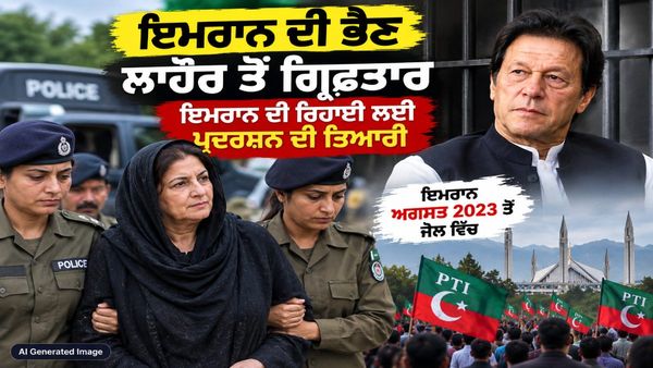 ਇਮਰਾਨ ਖਾਨ ਦੀ ਭੈਣ ਅਲੀਮਾ ਖਾਨ ਲਾਹੌਰ ਤੋਂ ਗ੍ਰਿਫ਼ਤਾਰ, 27 ਸਤੰਬਰ ਦੇ ਪ੍ਰਦਰਸ਼ਨ ਤੋਂ ਪਹਿਲਾਂ ਪਾਕਿਸਤਾਨ 'ਚ ਵੱਡਾ ਐਕਸ਼ਨ