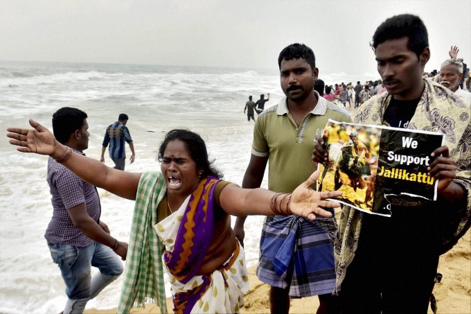 PHOTOS: Police Use Force To Break Chennai Marina Jallikattu Protest