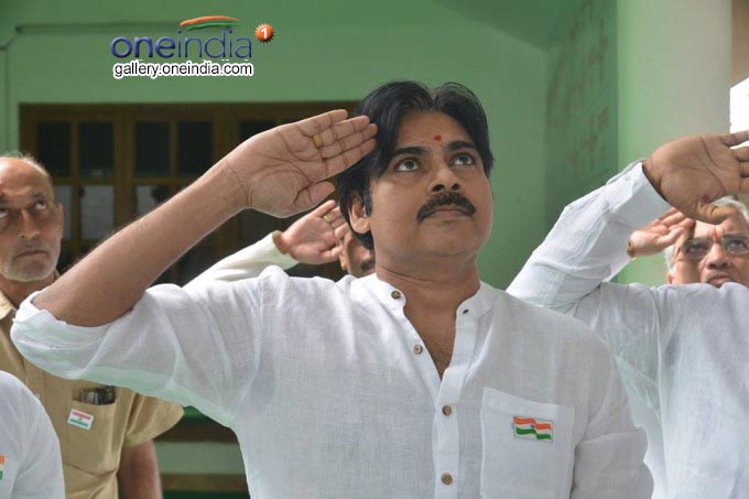 Photo Gallery: Jana Sena Chief Pawan Kalyan Flag Hoisting At Party Office
