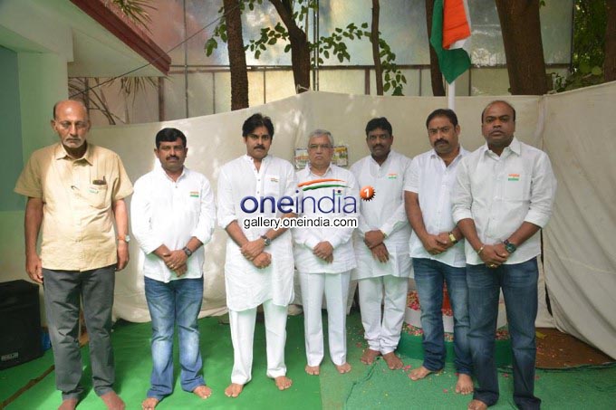 Photo Gallery: Jana Sena Chief Pawan Kalyan Flag Hoisting At Party Office