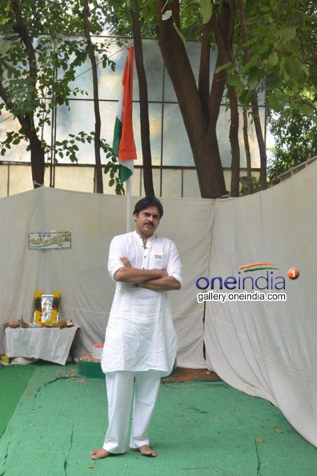 Photo Gallery: Jana Sena Chief Pawan Kalyan Flag Hoisting At Party Office