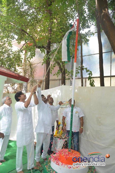 Photo Gallery: Jana Sena Chief Pawan Kalyan Flag Hoisting At Party Office