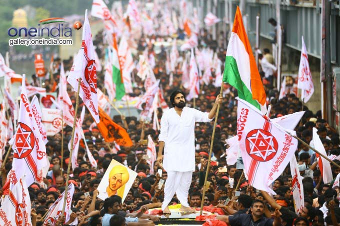 PHOTOS: Jana Sena Party Kavathu At Dowleswaram Barrage